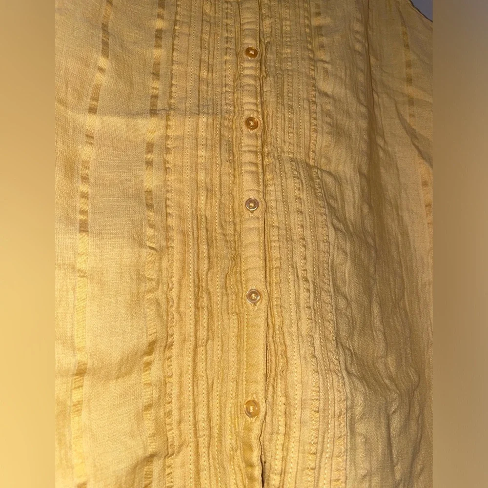 PrAna Yellow Button Up Tank Top Vest Light Flowy Summer Tunic Organic Cotton